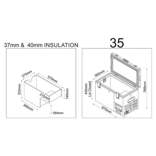 NL 35 Fridge and Inner Bin Dimensions