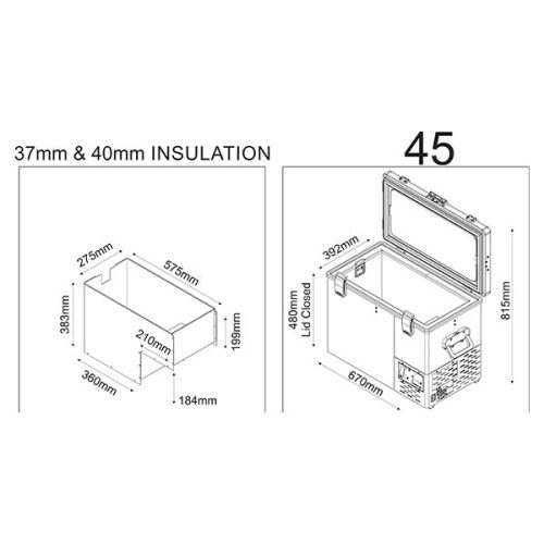 NL 45 Fridge and Inner Bin Dimensions