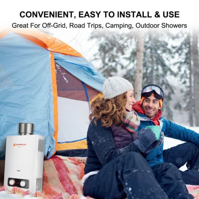 camplux camp showers 1 58 gpm outdoor propane hot water heater with rain cap 41394029199573