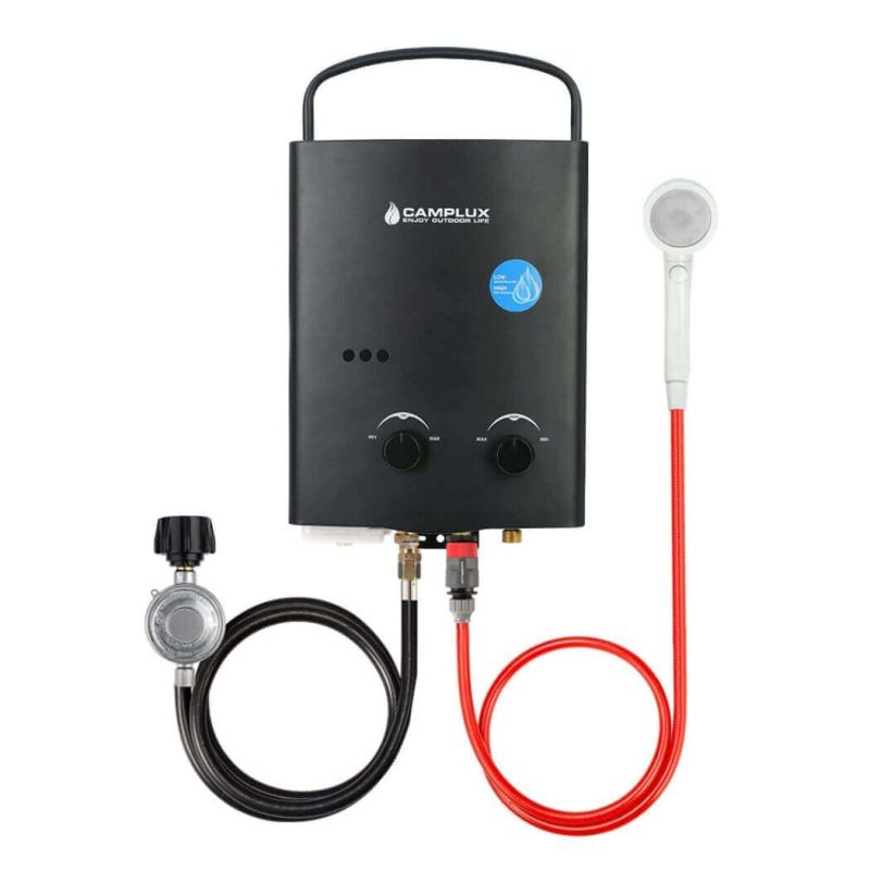 camplux camp showers camplux 5l 1 32 gpm outdoor portable propane tankless water heater black 41394027069653