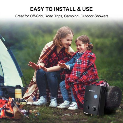 camplux camp showers camplux 5l 1 32 gpm outdoor portable propane tankless water heater black 41394029789397