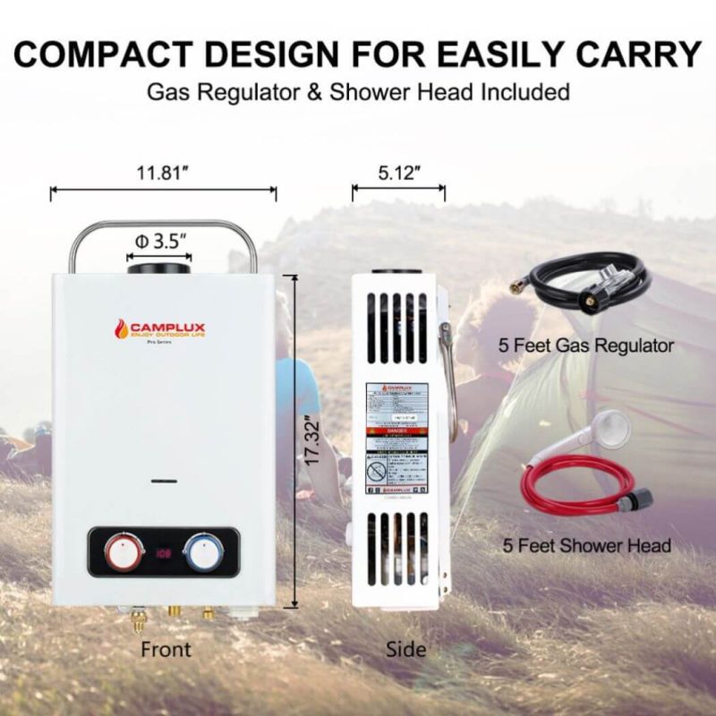 camplux camp showers portable water heater camplux 1 58 gpm tankless gas water heater outdoor camping water heater propane shower white 41394043814101