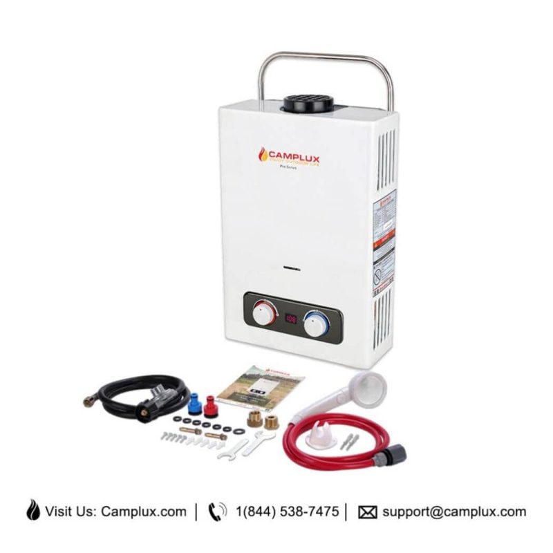 camplux camp showers portable water heater camplux 1 58 gpm tankless gas water heater outdoor camping water heater propane shower white 41394046927061