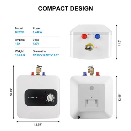 camplux electric water heater mini tank portable electric water heater 120v 2 5 gallon 41394044534997