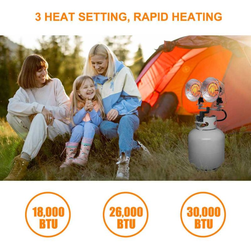 camplux personal heat propane tank top heater camplux outdoor tanktop heater with tip over switch for garage camping hunting double burner heavy duty steel 30 000 btu 41394045976789