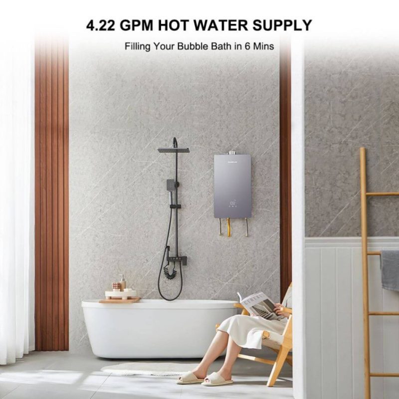 camplux propane water heater camplux 4 22 gpm indoor tankless hot water heater gray 41394030313685