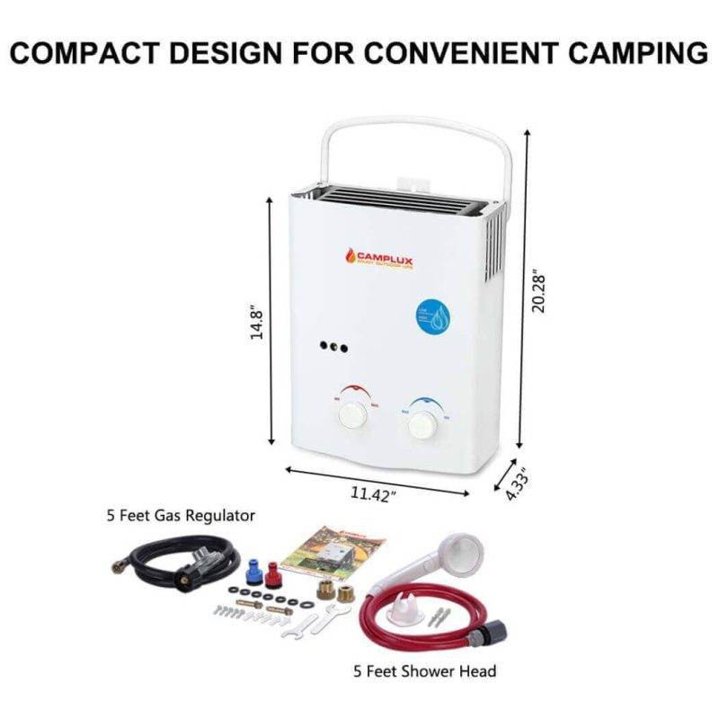 camplux propane water heater camplux 5l 1 32 gpm outdoor portable propane tankless water heater white 41394027495637