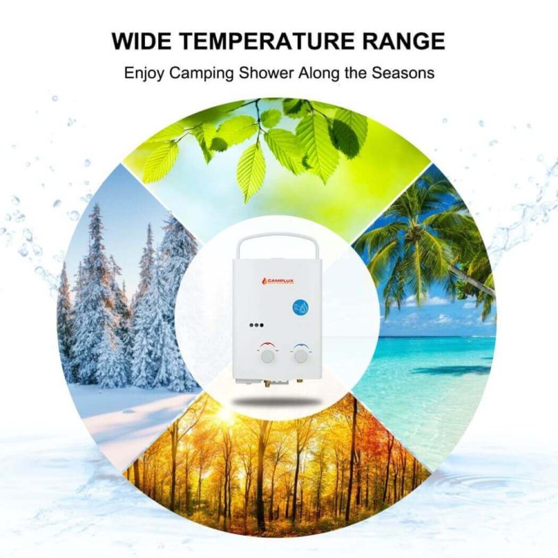 camplux propane water heater camplux 5l 1 32 gpm outdoor portable propane tankless water heater white 41394028314837