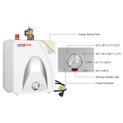 camplux propane water heater camplux electric mini tank point of use water heater 120v 1 3 gallon 41394030870741