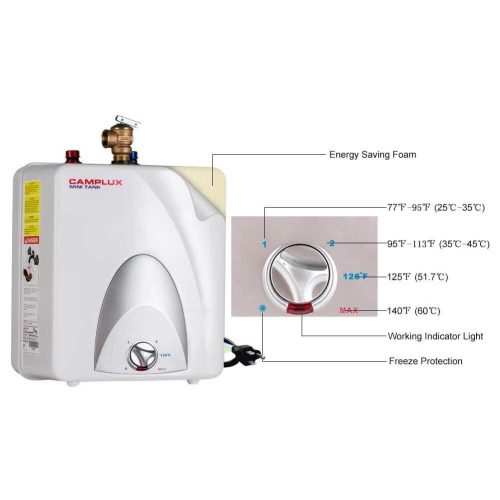 camplux propane water heater camplux electric mini tank point of use water heater 120v 6 0 gallon 41394029822165