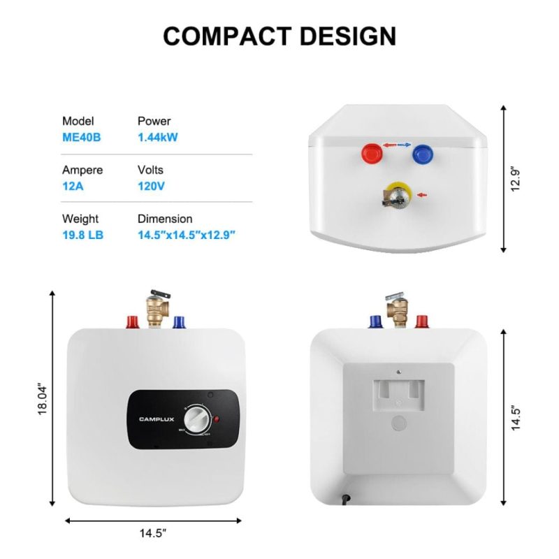 camplux propane water heater camplux electric mini tank water heater 120v 4 0 gallon 41394028806357