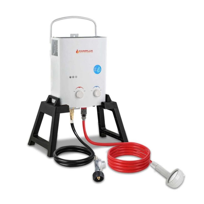 camplux propane water heater camplux outdoor portable water heater w stand storage bag white 41394035785941