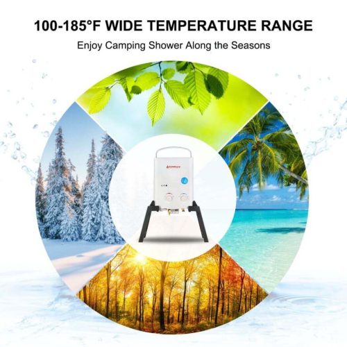 camplux propane water heater camplux outdoor portable water heater w stand storage bag white 41394040111317