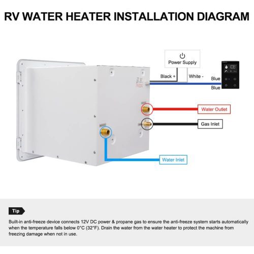 camplux propane water heater camplux pro 65 000 btu rv tankless water heater 2 64 gpm white 41394041323733