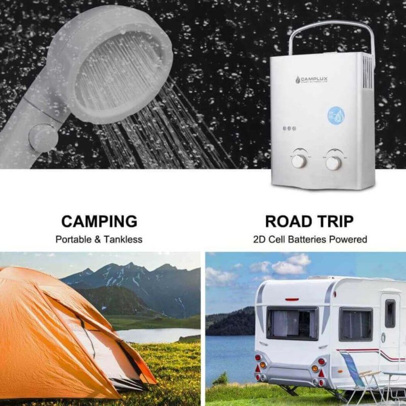 camplux propane water heater camplux propane off grid portable water heater for rv trailer camper silver 41394039947477