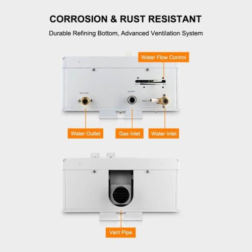 camplux propane water heater camplux tankless propane instant hot water heater 2 64 gpm white 41394044829909