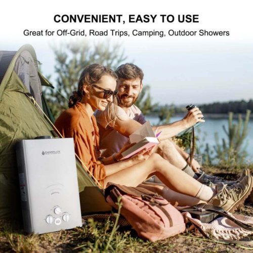 camplux propane water heater portable propane tankless water heater camplux 2 64 gpm on demand camping gas water heater gray 41394044272853