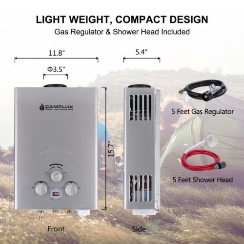 camplux propane water heater portable water heater camplux tankless water heater propane 1 58 gpm on demand water heater outdoor gas water heater gray 41394045550805