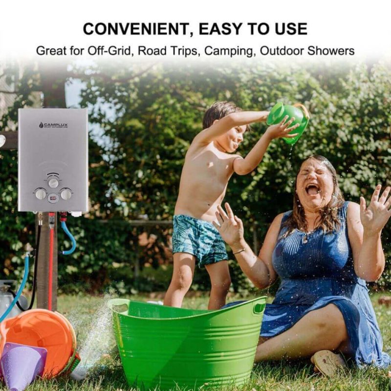 camplux propane water heater portable water heater camplux tankless water heater propane 1 58 gpm on demand water heater outdoor gas water heater gray 41394047353045