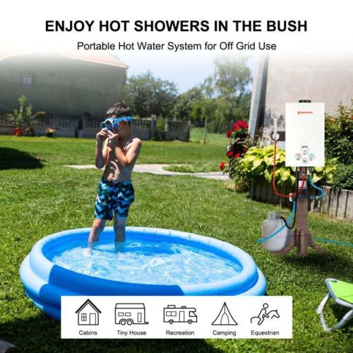 camplux propane water heater propane portable tankless water heater outdoor camplux 2 64 gpm instant hot camping showers with 3 3 gpm water pump pipe strainer 41394046959829