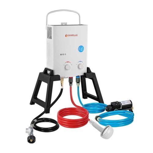 camplux propane water heater white with pump stand camplux camper water heater 41394032345301