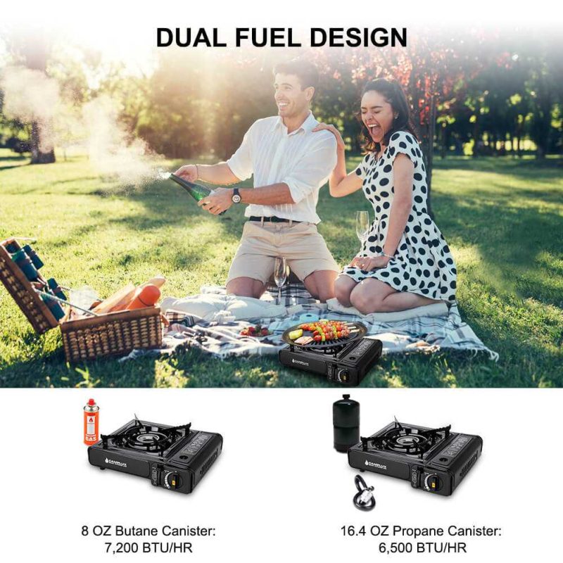 camplux stoves grills fuel camplux dual fuel propane butane stove with carrying case portable camping stoves with csa certification 41394032115925