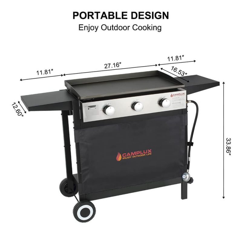 camplux stoves grills fuel camplux outdoor gas griddle grill combo 3 burner camping and tailgating 33 000 btu w 20 lb lp connector 41394037686485