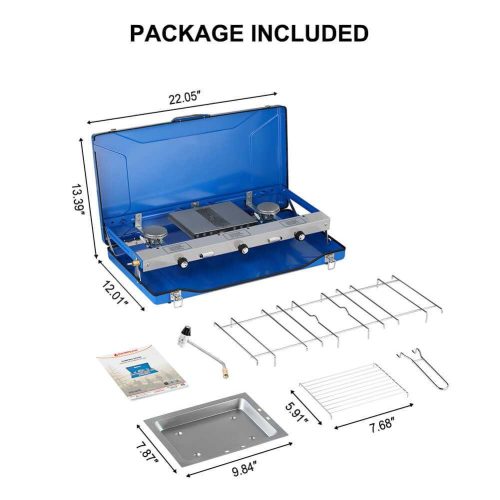 camplux stoves grills fuel camplux propane camping stove 2 burners 1 grill 20 400 btu auto ignition 41394038210773