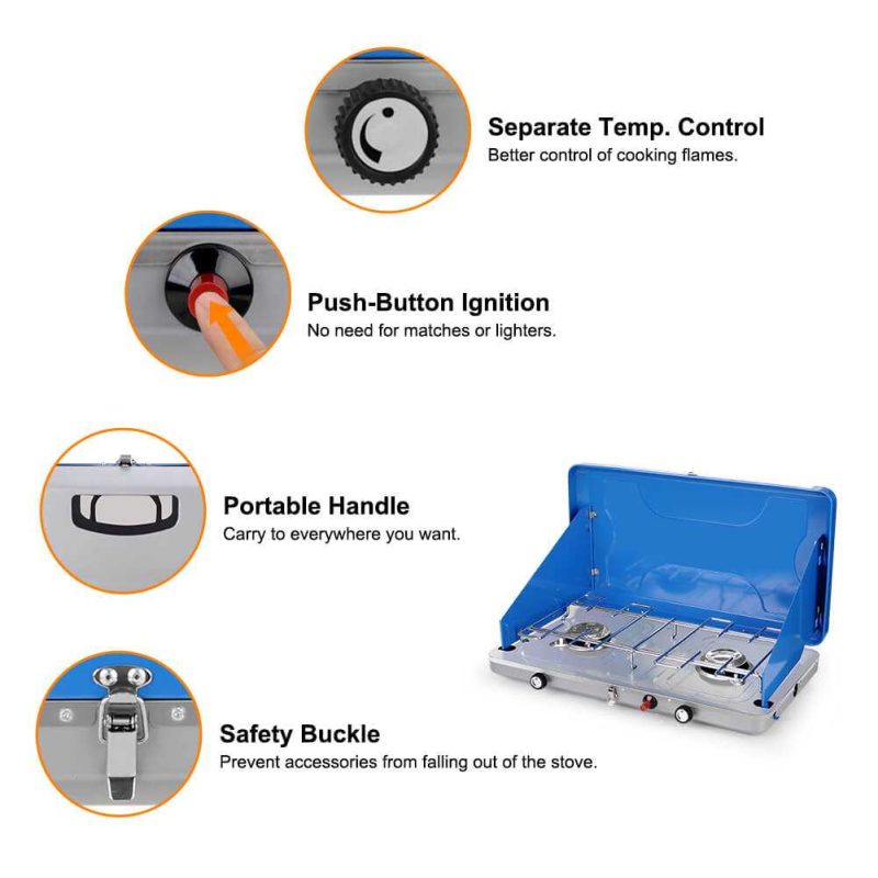 camplux stoves grills fuel camplux propane camping stove 20 000 btu camping stoves 2 burners with csa certification 41394041585877