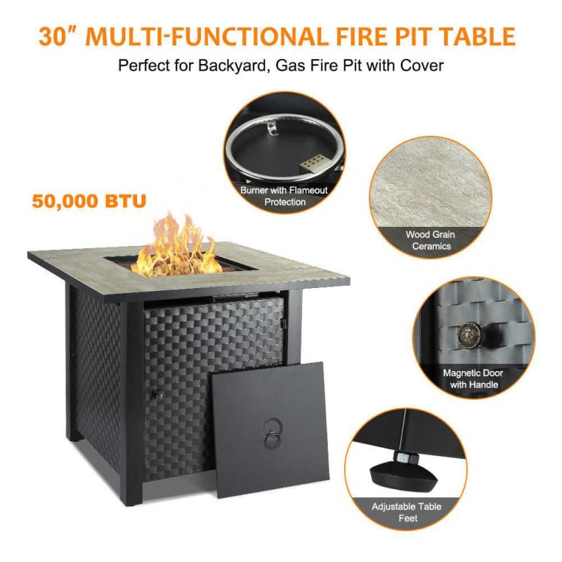 camplux stoves grills fuel camplux propane fire pit table lava rocks ceramic tabletop 50 000 btu adjustable flame auto ignition 41394040438997