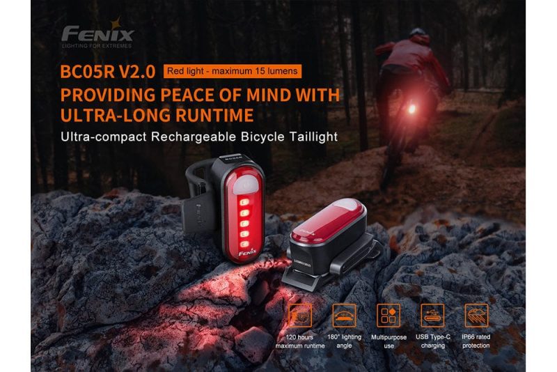 fenix store bike light fenix bc05r v2 0 rechargeable bicycle tail light 42948227498197