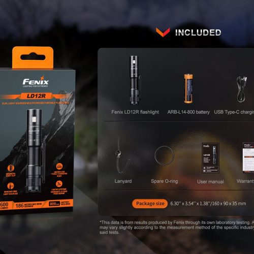 fenix store flashlights fenix ld12r dual light flashlight 600 lumens 42948215374037