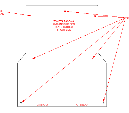 goose gear plate systems toyota tacoma 2005 present 2nd and 3rd gen bed plate system 39320422219989