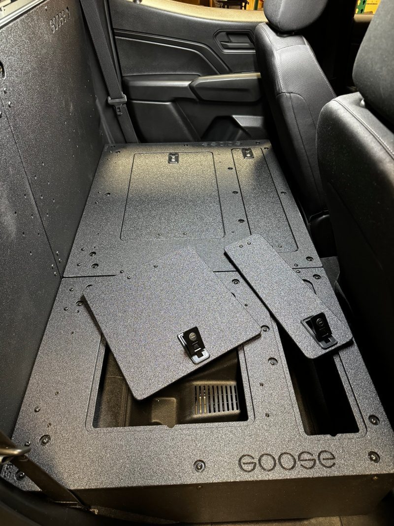 goose gear seat delete plate system 100 with backwall include shipping chevy colorado gmc canyon 2023 present 3rd gen explore series second row seat delete 100 42888294498517