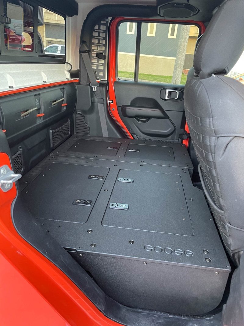 goose gear seat delete plate system jeep gladiator 2019 present jt 4 door second row seat delete plate system high platform 42888198095061