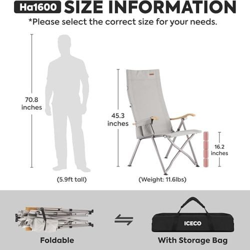 iceco wholesale chairs ha1600 adjustable camping chairs high back heavy duty folding chair for outside iceco 43129292521685