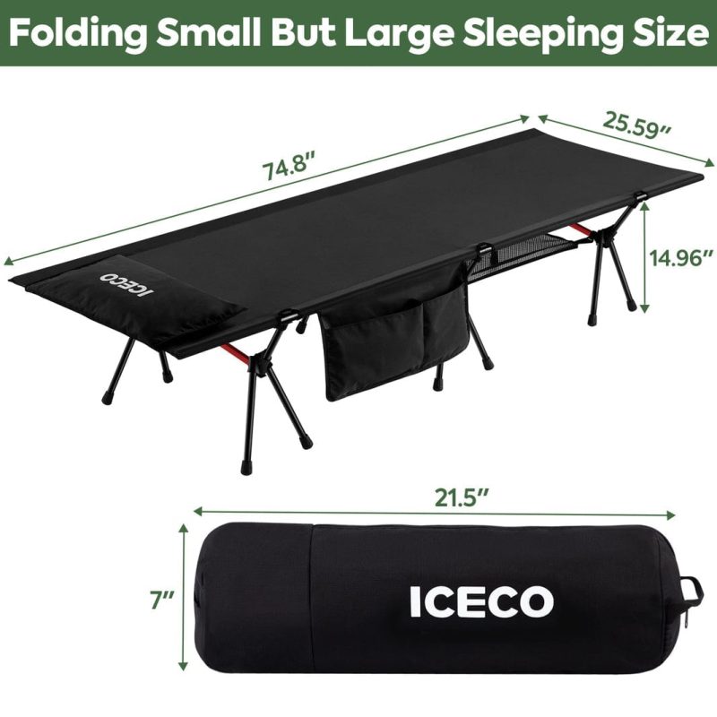 iceco wholesale cots black portable camping cot iceco 43129315360981