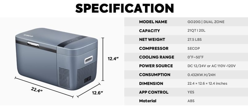 iceco wholesale fridges go20 dual zone 12v portable freezer iceco 20 lt 43129308512469