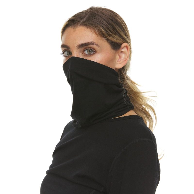 minus33 merino wool clothing headwear black micro weight wool half neck gaiter woolverino 41187461464277