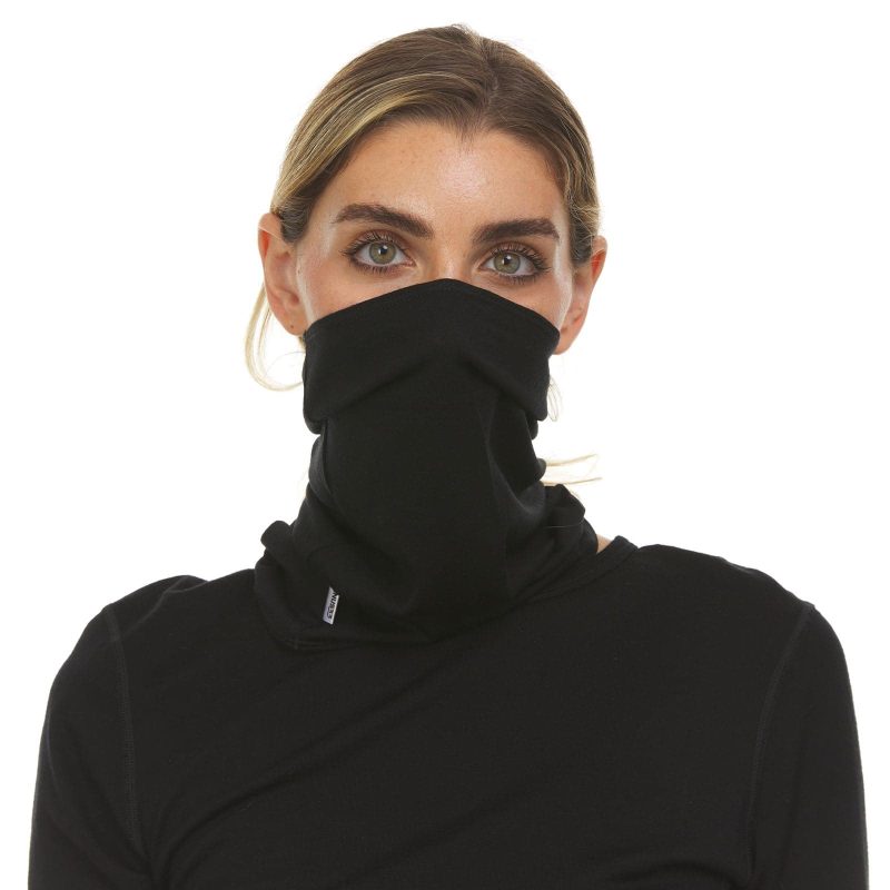 minus33 merino wool clothing headwear black micro weight wool half neck gaiter woolverino 41187461857493