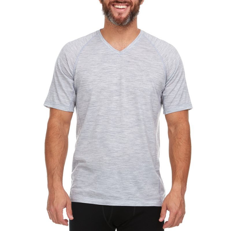 minus33 merino wool clothing tops ash gray s micro weight men s wool v neck t shirt woolverino 41187461497045