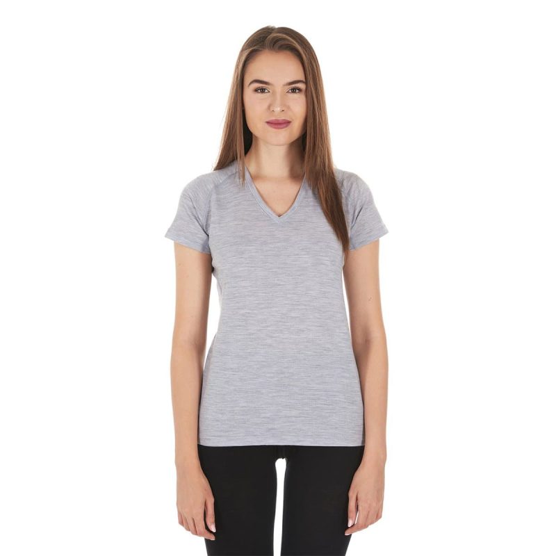 minus33 merino wool clothing tops ash gray xs micro weight women s wool v neck t shirt woolverino 41187462086869