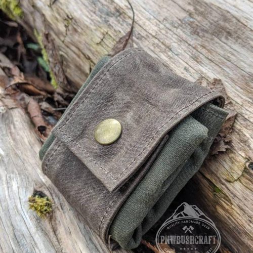 pnwbushcraft boxes bags brown green rugged waxed canvas foraging bag hip pouch by pnwbushcraft 41355129946325