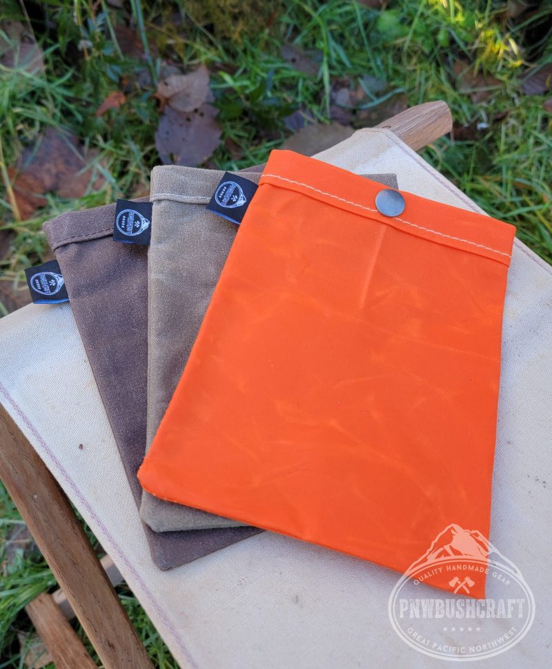 pnwbushcraft boxes bags brown tan orange set of 3 waxed canvas ditty bags with snaps 41355125850325