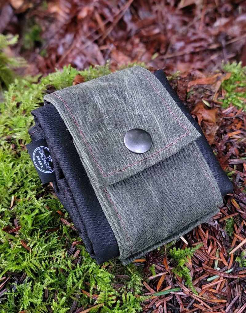 pnwbushcraft boxes bags green and black mushroom foraging pouch hip bag 41355125227733