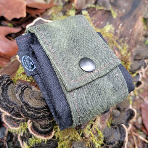 pnwbushcraft boxes bags green and black rugged waxed canvas foraging bag hip pouch by pnwbushcraft 41355130077397