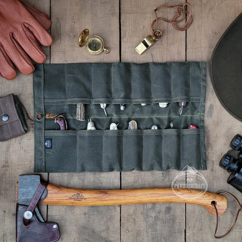 pnwbushcraft boxes bags green maple waxed canvas pocketknife roll up v 2 0 41355125096661