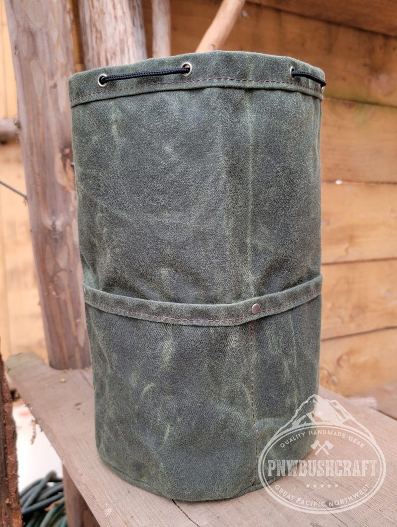 pnwbushcraft boxes bags large green the cedar bucket bag with outside pockets available in 5 sizes perfect for organizing your kit 41355129651413