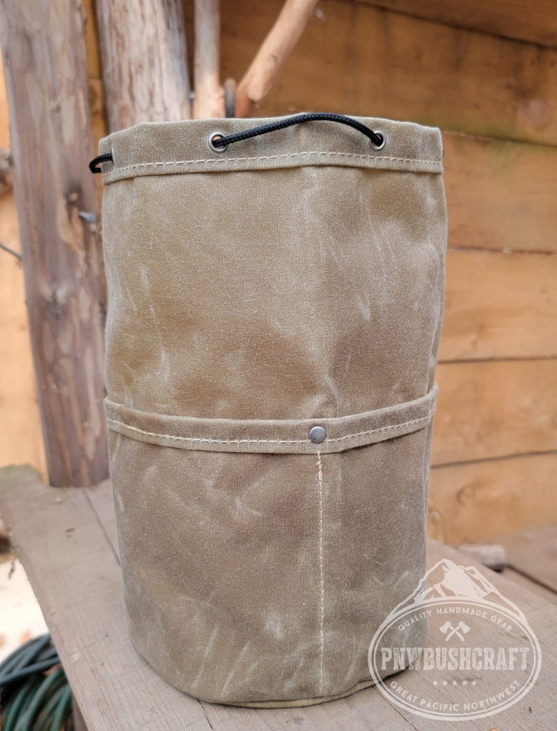 pnwbushcraft boxes bags medium tan the cedar bucket bag with outside pockets available in 5 sizes perfect for organizing your kit 41355130372309