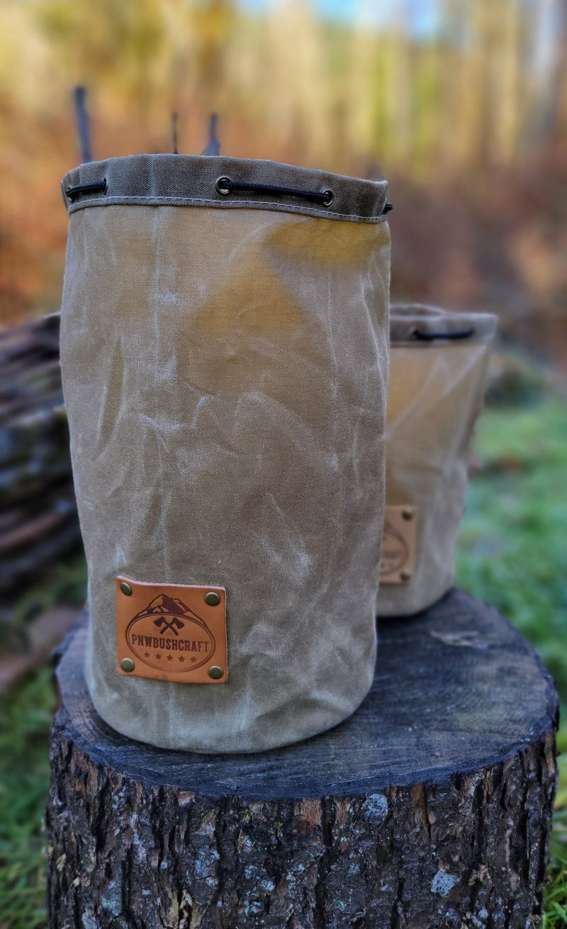 pnwbushcraft boxes bags tall field tan waxed canvas bucket bag 41355127783637